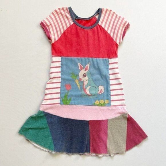 CourtneyCourtney Easter Bunny Pink Girls Dress 6/7 Short Sleeve Twirl Skirt VTG